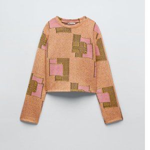 ZARA Cropped Jacquard Sweater
